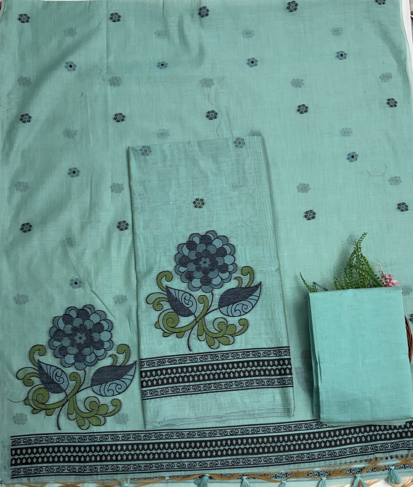 Jamdani Light Sea Green Suit Fabric / Jamdani Suits