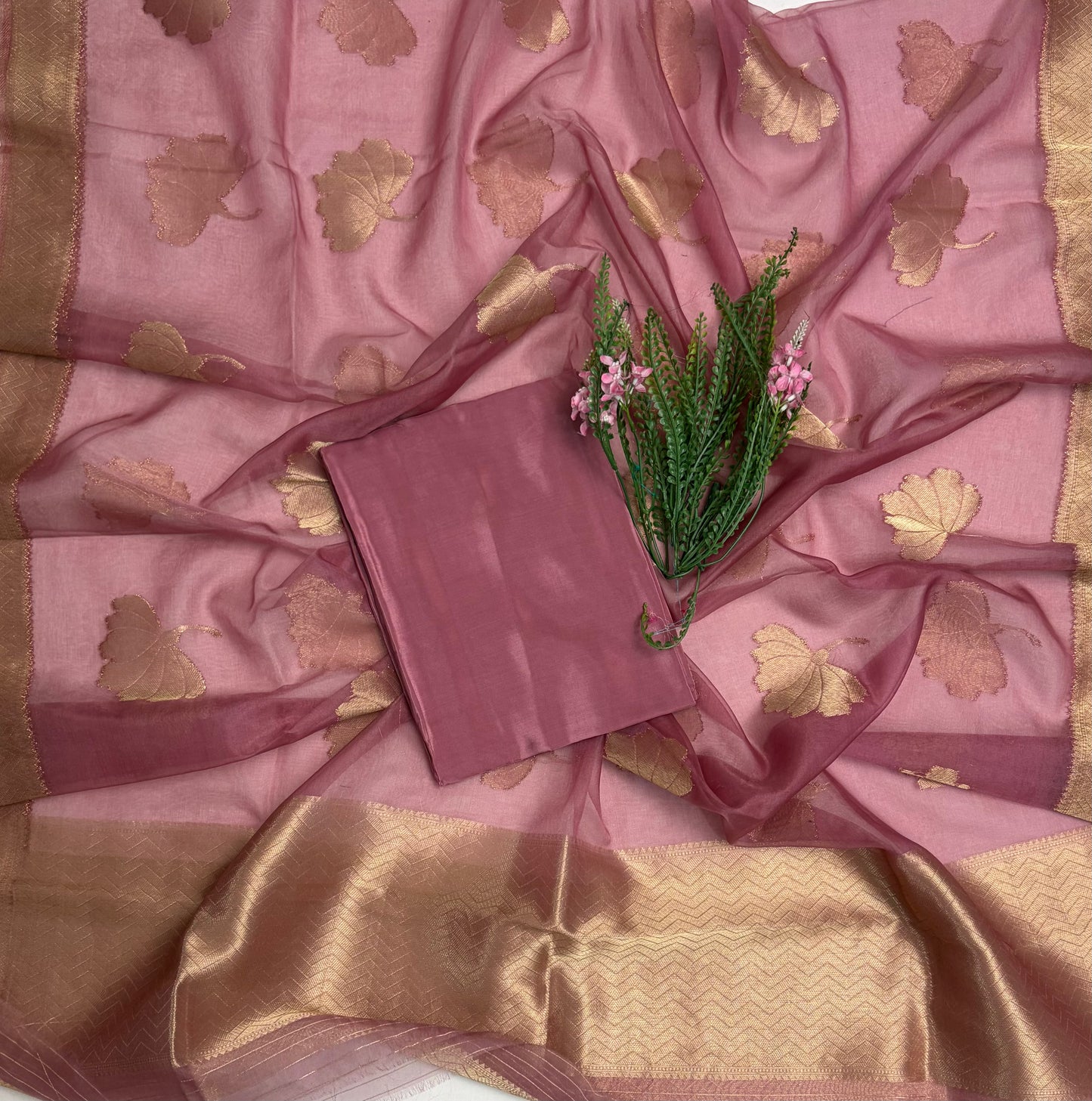 Brocade Light Dusty Pink Suit Fabric / Banarasi Baithak