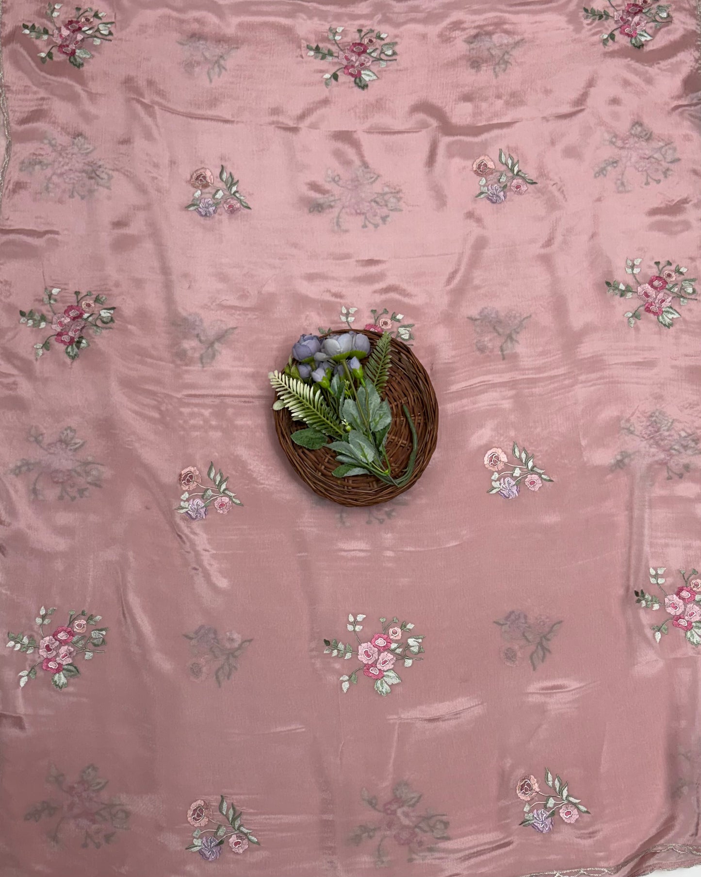 Crepe Powder Pink Suit Fabric / Karwachauth Collection