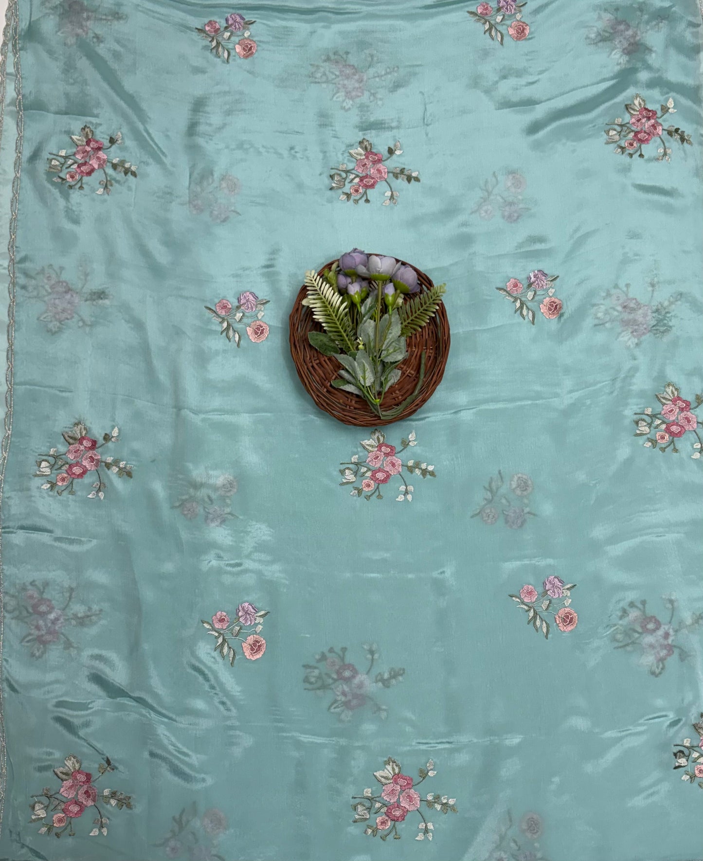 Crepe Light Blue Suit Fabric / Karwachauth Collection
