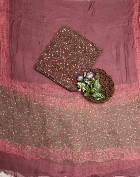 Crepe Dark Dusty Pink Suit Fabric / Phoolon Ka Ghar