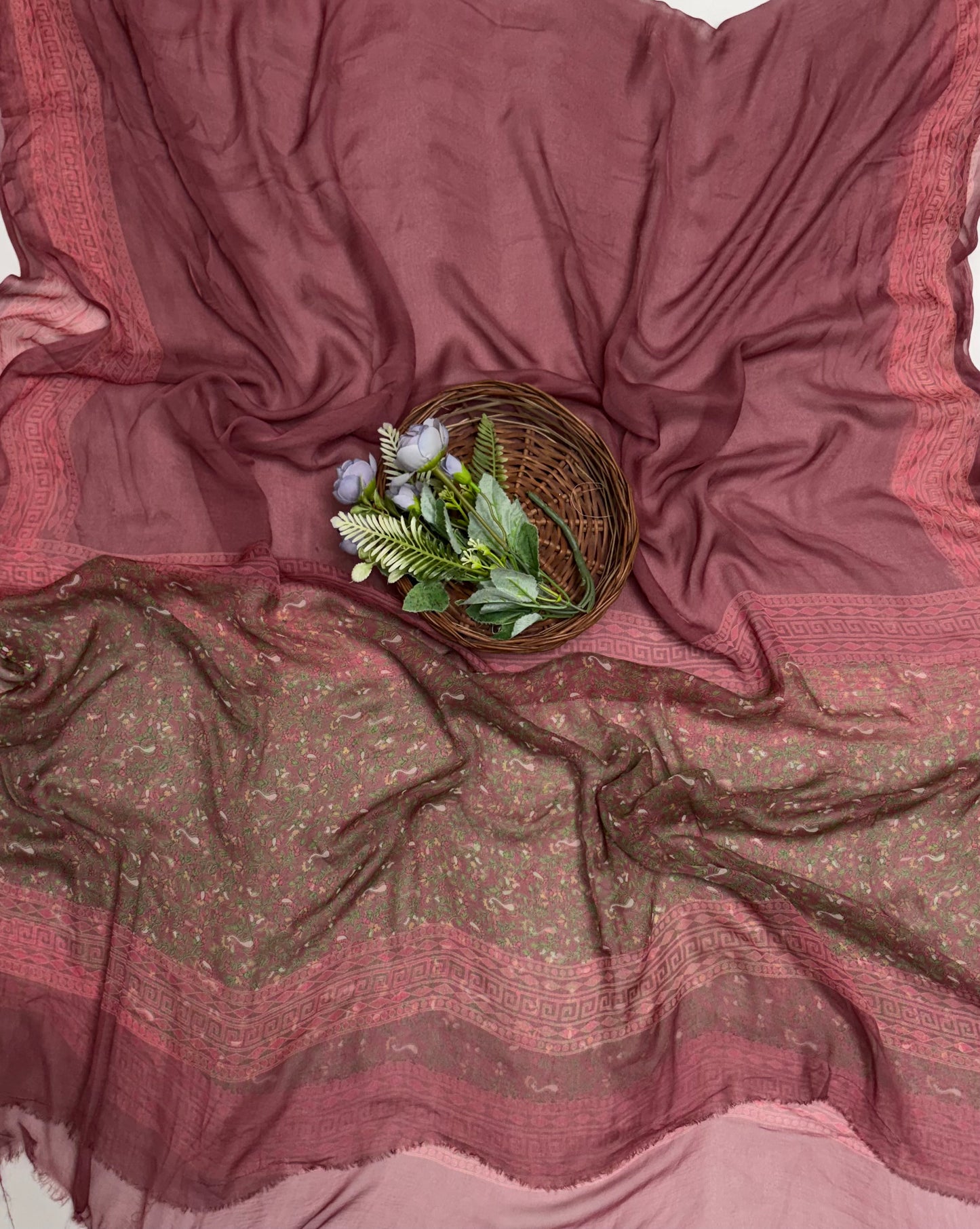 Crepe Dark Dusty Pink Suit Fabric / Phoolon Ka Ghar