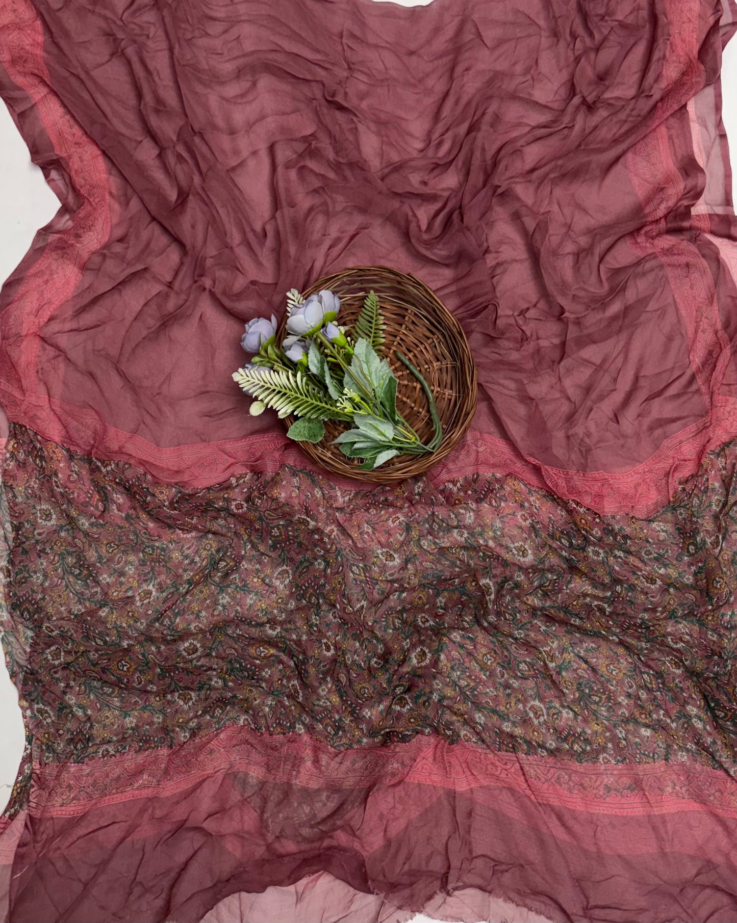 Crepe Dark Dusty Pink Suit Fabric / Phoolon Ka Ghar