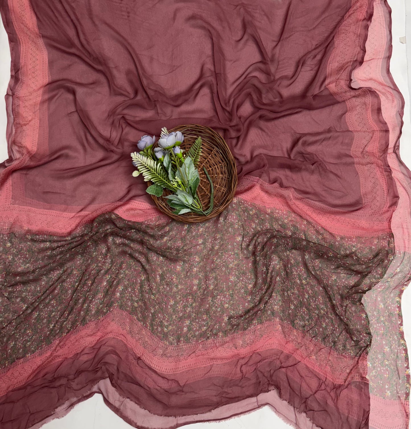 Crepe Dark Dusty Pink Suit Fabric / Phoolon Ka Ghar