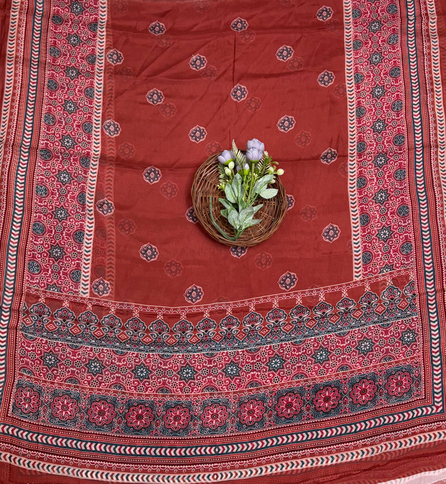 Satin Modal Burgundy Brown Suit Fabric / Phoolon Ka Ghar