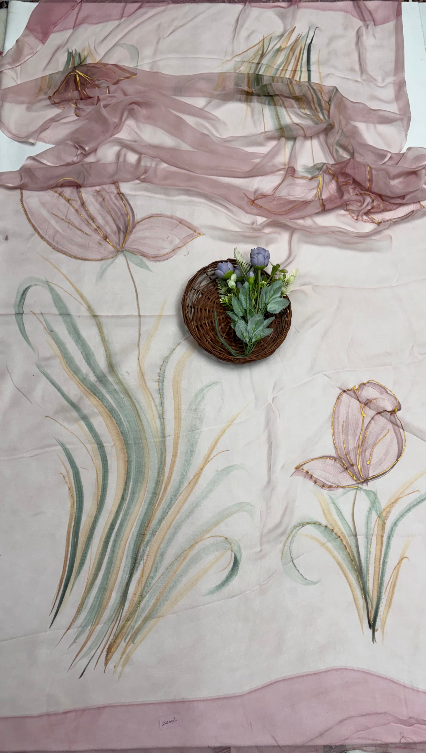 Crepe Powder Pink Suit Fabric/ Hand Painted Suits