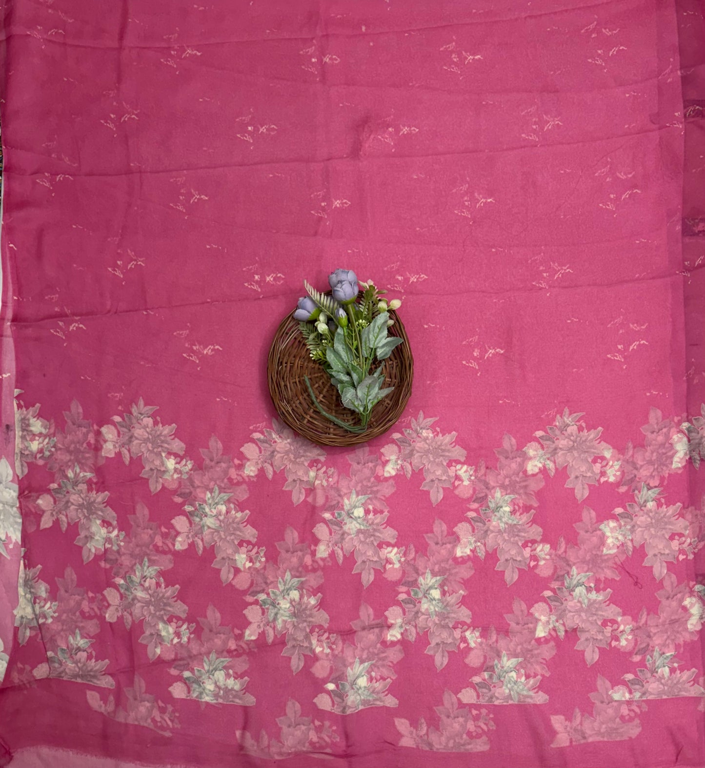Crepe Dark Pink Suit Fabric / Phoolon Ka Ghar