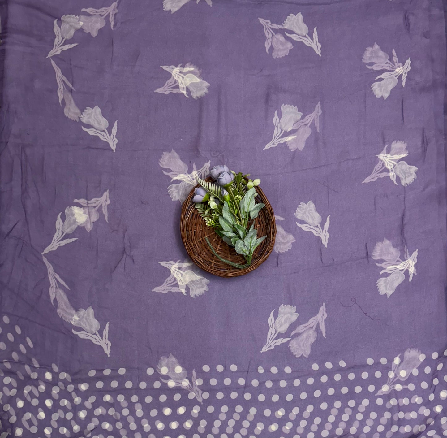 Crepe Polka Lilac Suit Fabric/ Polka Story