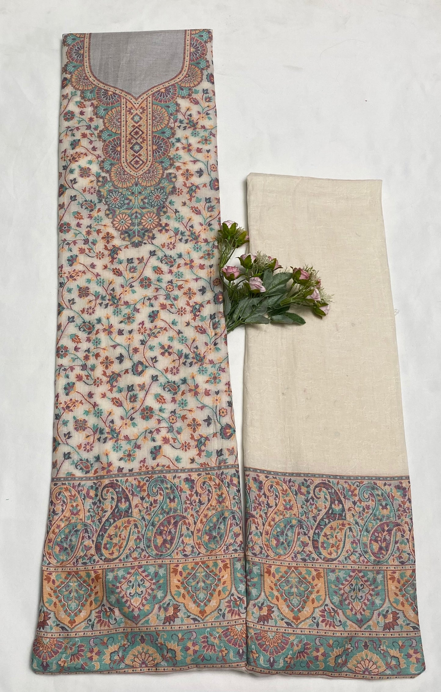 Cotton Cream Suit Fabric / Cotton Kani