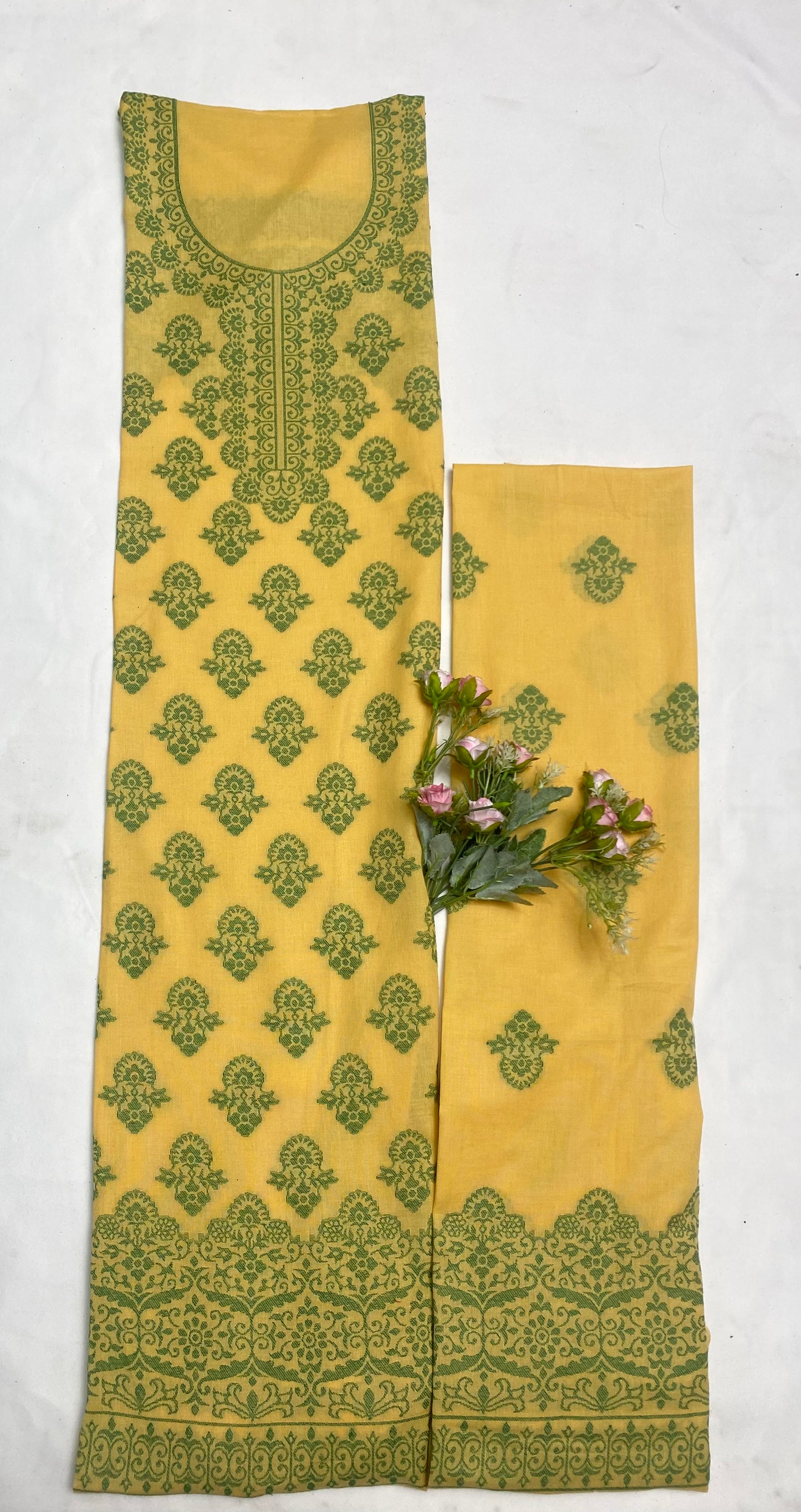 Cotton Yellow Suit Fabric / Cotton Kani