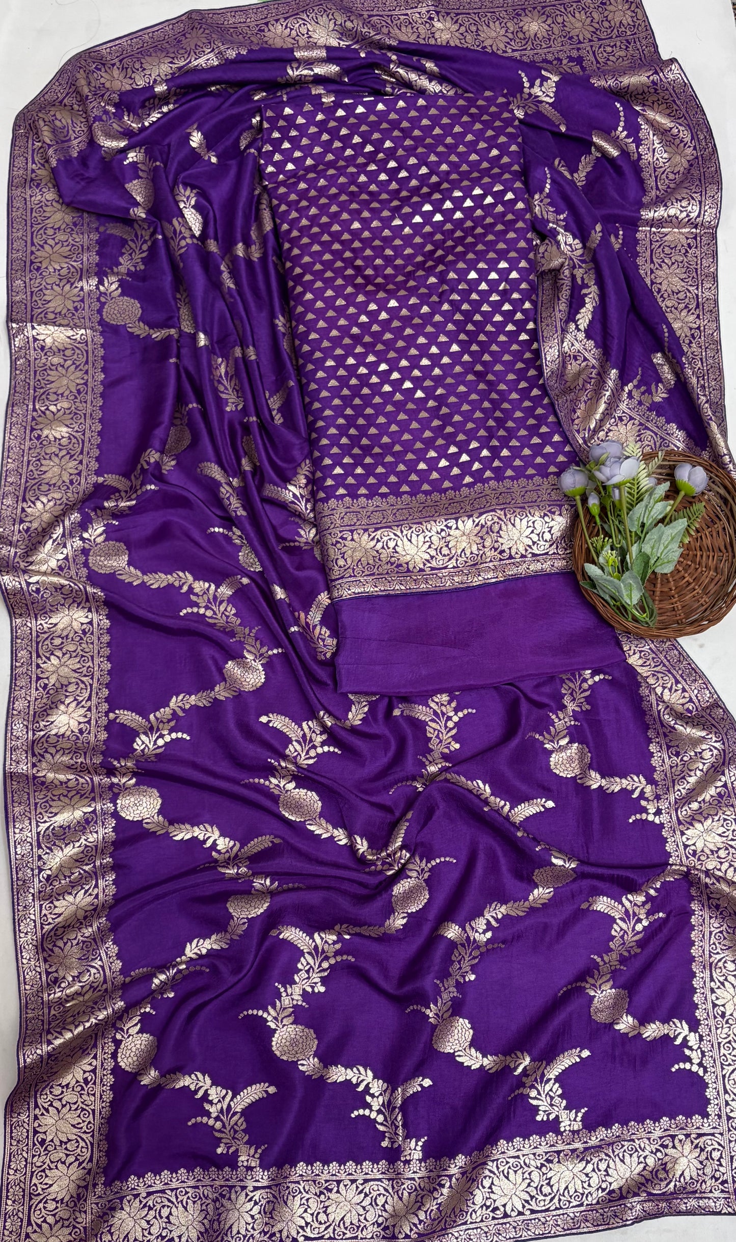 Banarasi Purple Suit Fabric / Banarasi Baithak