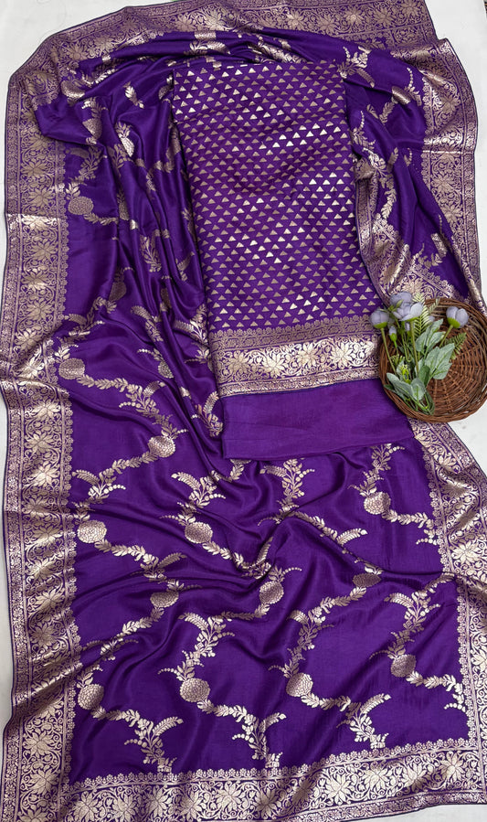 Banarasi Purple Suit Fabric / Banarasi Baithak