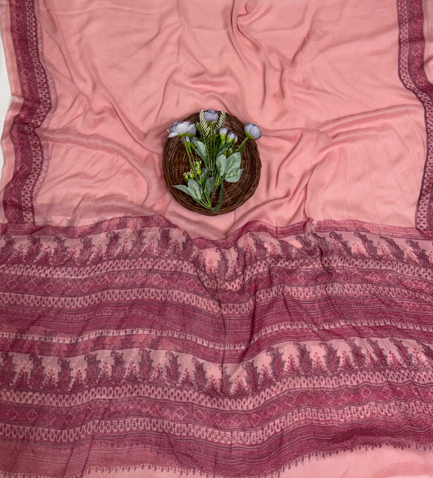 Crepe Light Pink Suit Fabric / Phoolon Ka Ghar