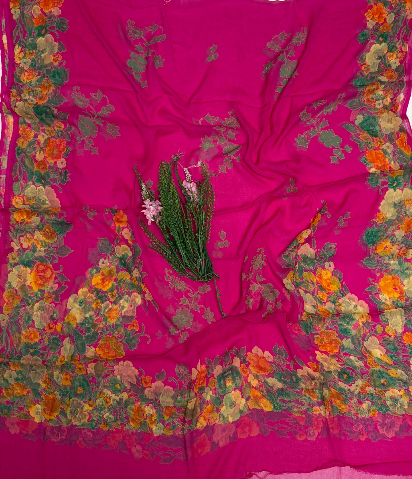 Chiffon Rani Pink Suit Fabric / Phoolon Ka Ghar