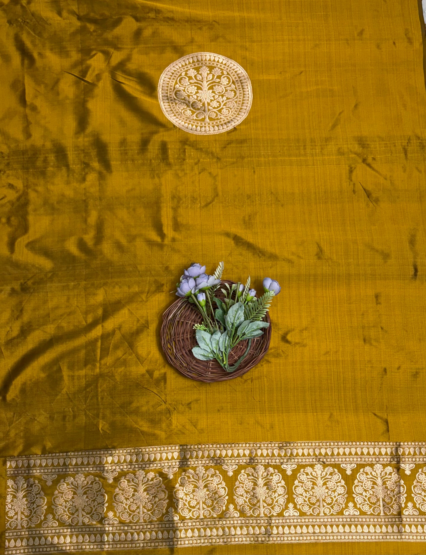 Pure Silk Musturd Suit Fabric / Banarasi Baithak