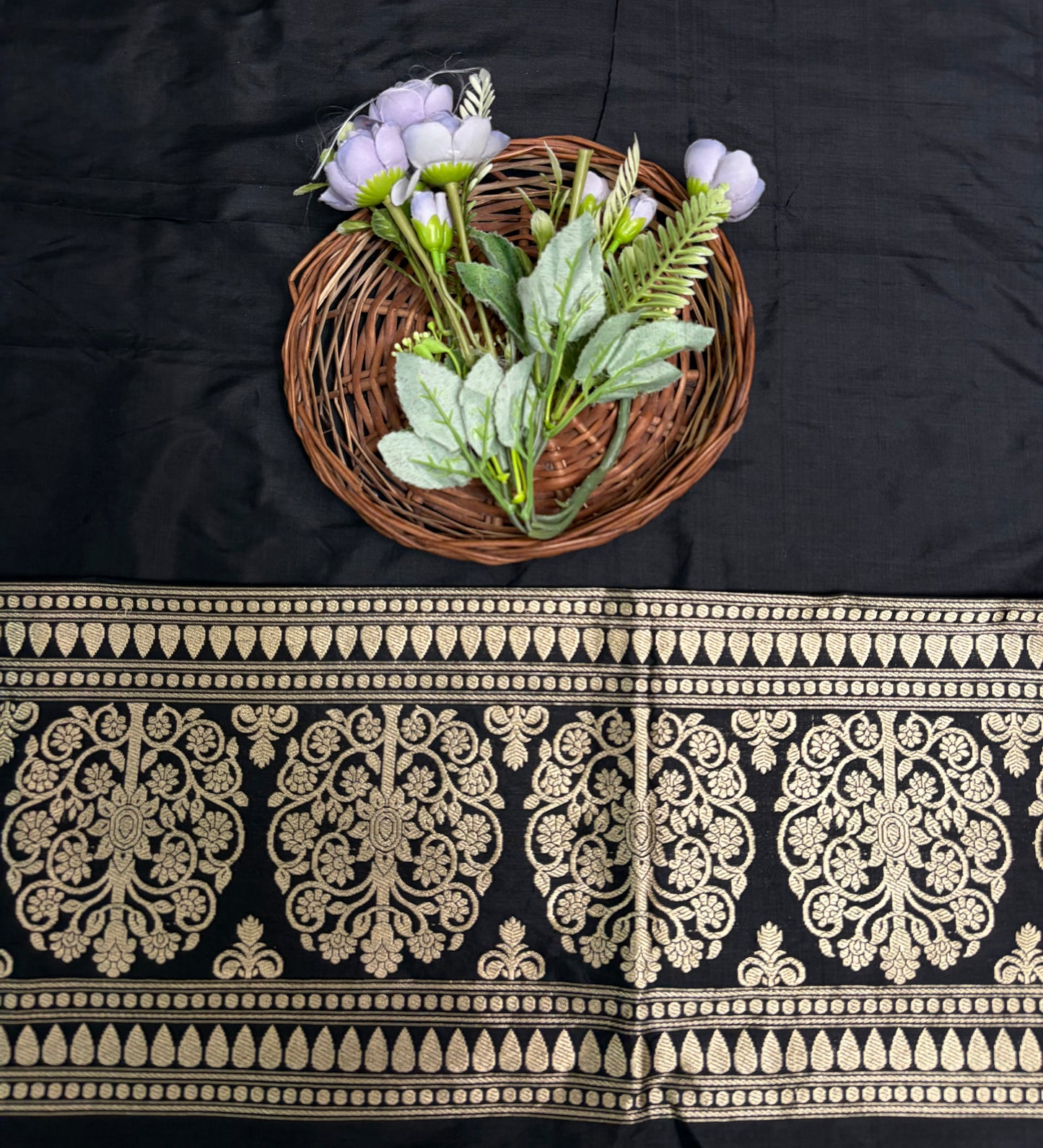 Pure Silk Black Suit Fabric / Banarasi Baithak