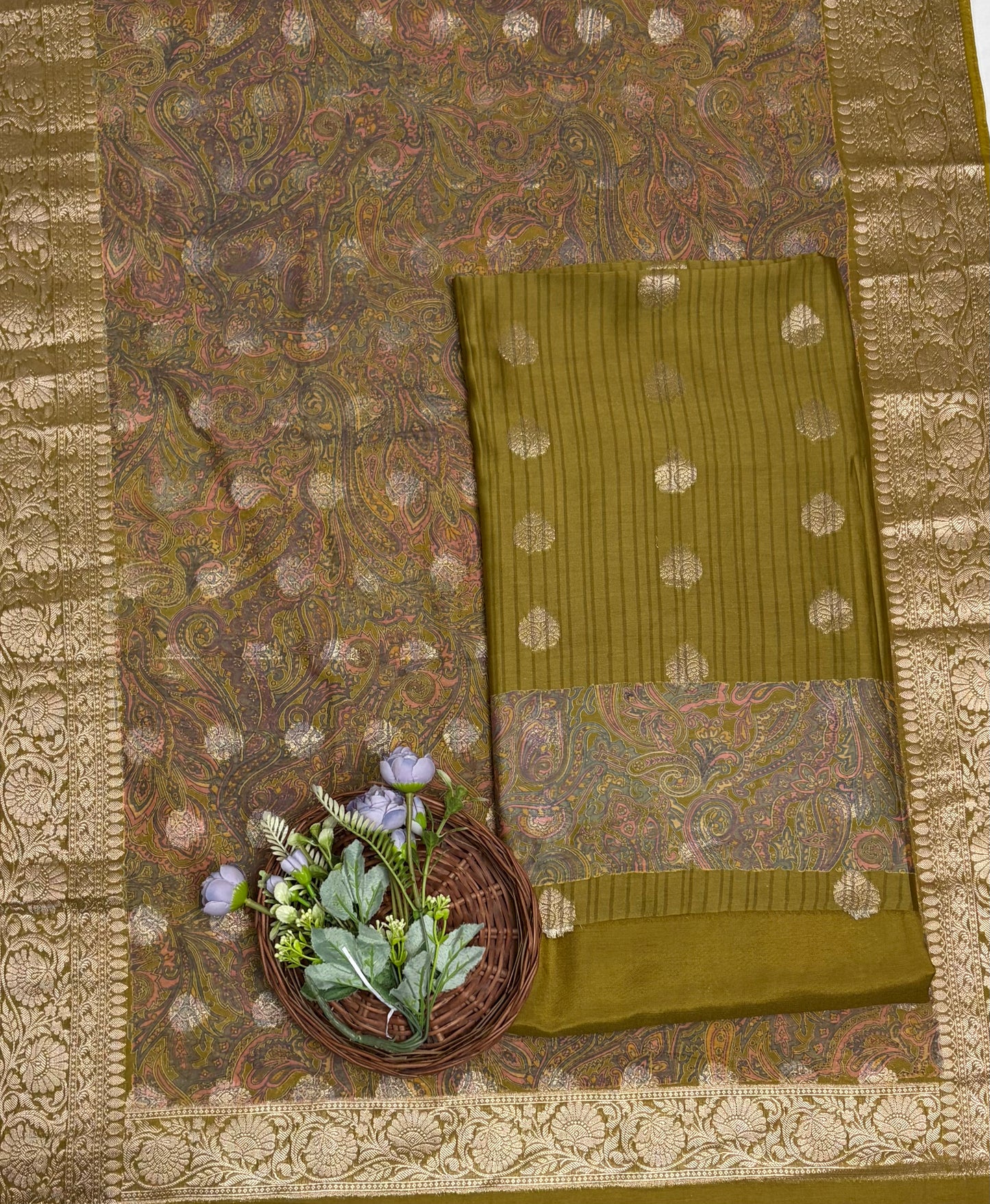 Pure Maheshwari Light Mehndi Green Suit Fabric / Maheshwari Suits