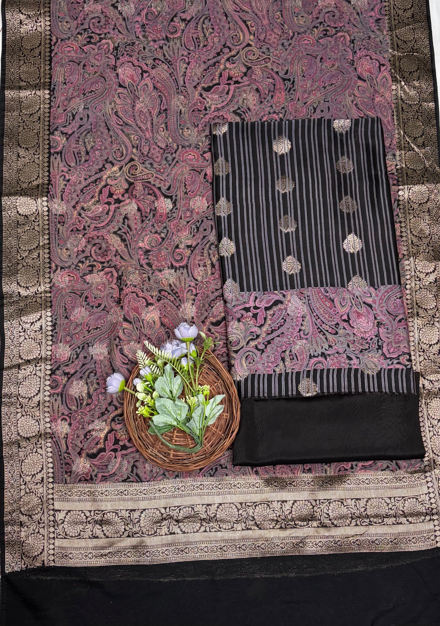 Pure Maheshwari Black Suit Fabric / Maheshwari Suits