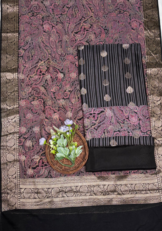 Pure Maheshwari Black Suit Fabric / Maheshwari Suits