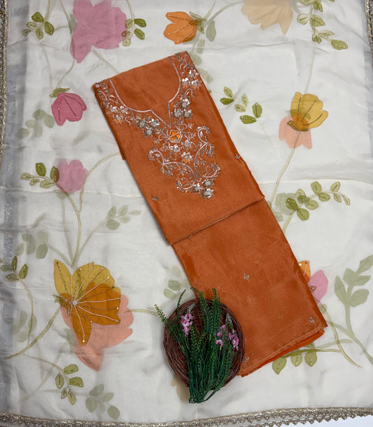 Shimmer Organza Orange Suit Fabric / Partywear Collection