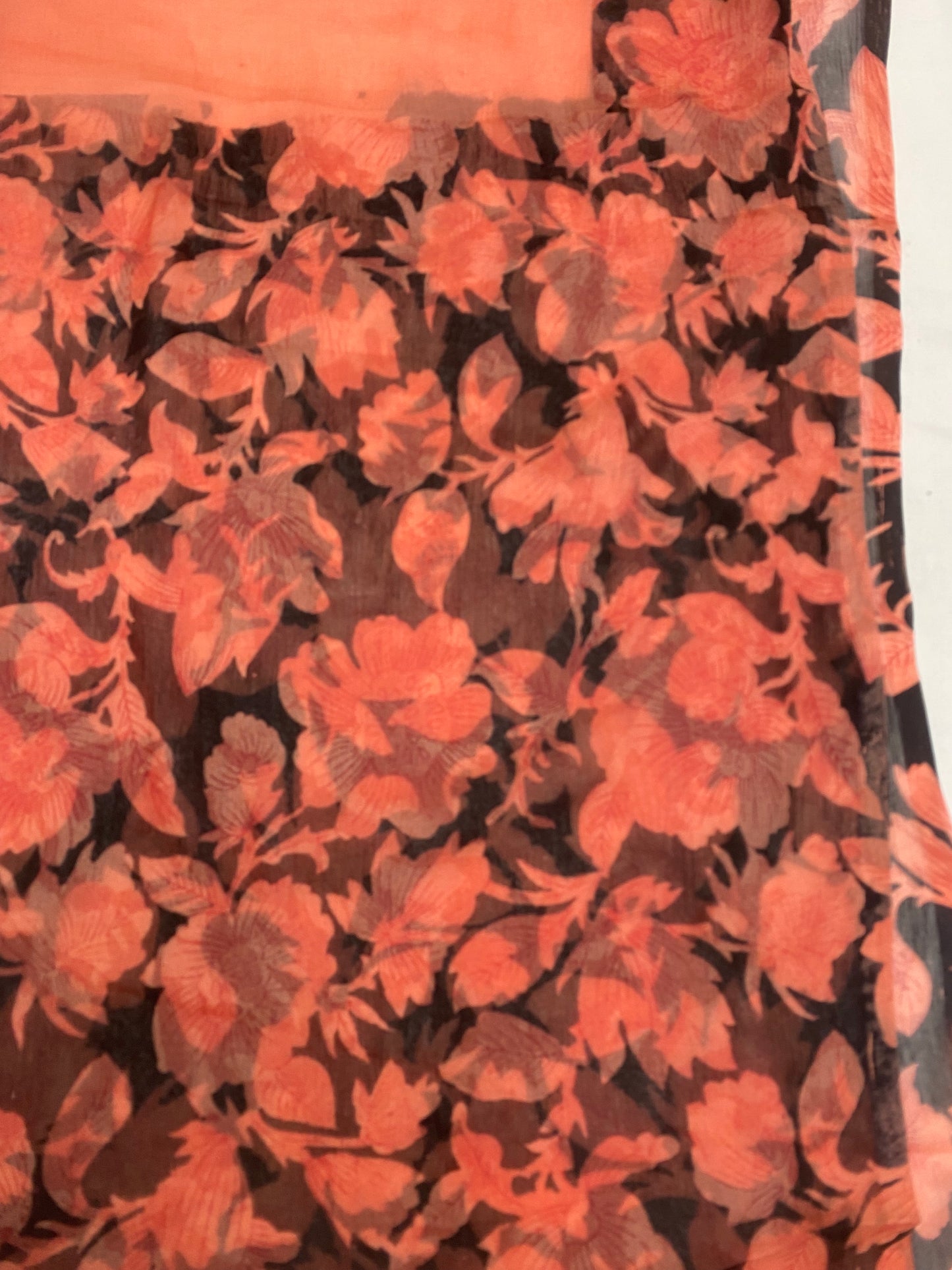 Crepe Orange With Black Suit Fabric / Phoolon Ka Ghar
