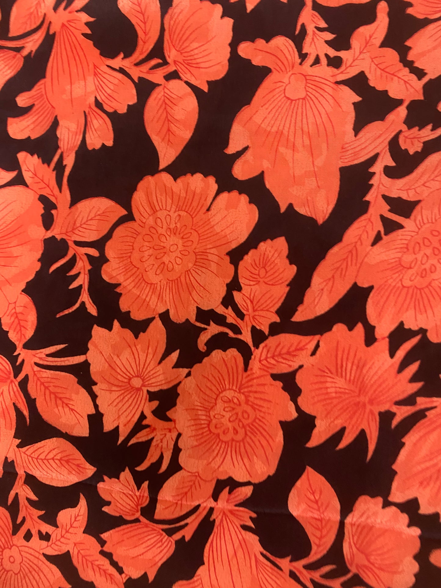 Crepe Orange With Black Suit Fabric / Phoolon Ka Ghar