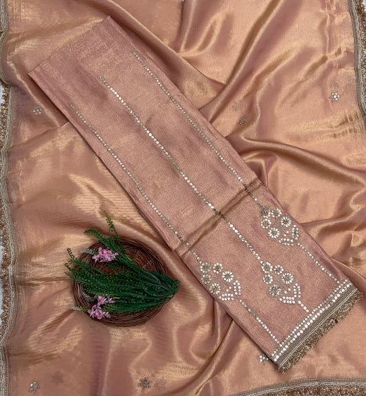 Crush Tissue Dusty Peach Suit Fabric / Partywear Collection