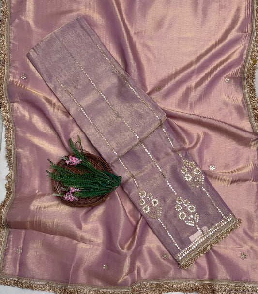 Crush Tissue Lilac Suit Fabric / Partywear Collection