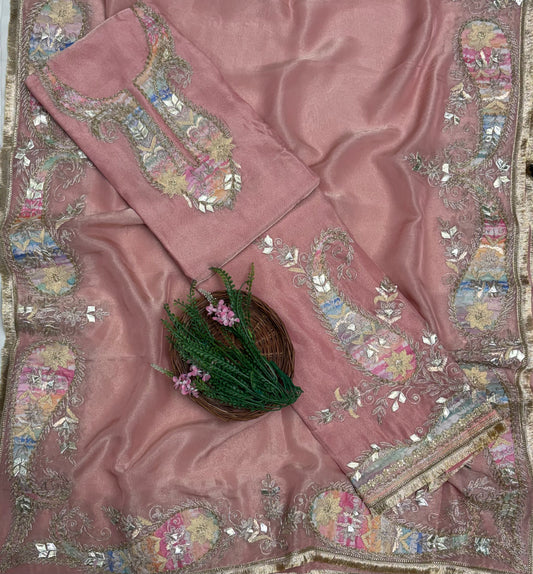 Crush Tissue Dusty Pink Suit Fabric / Partywear Collection