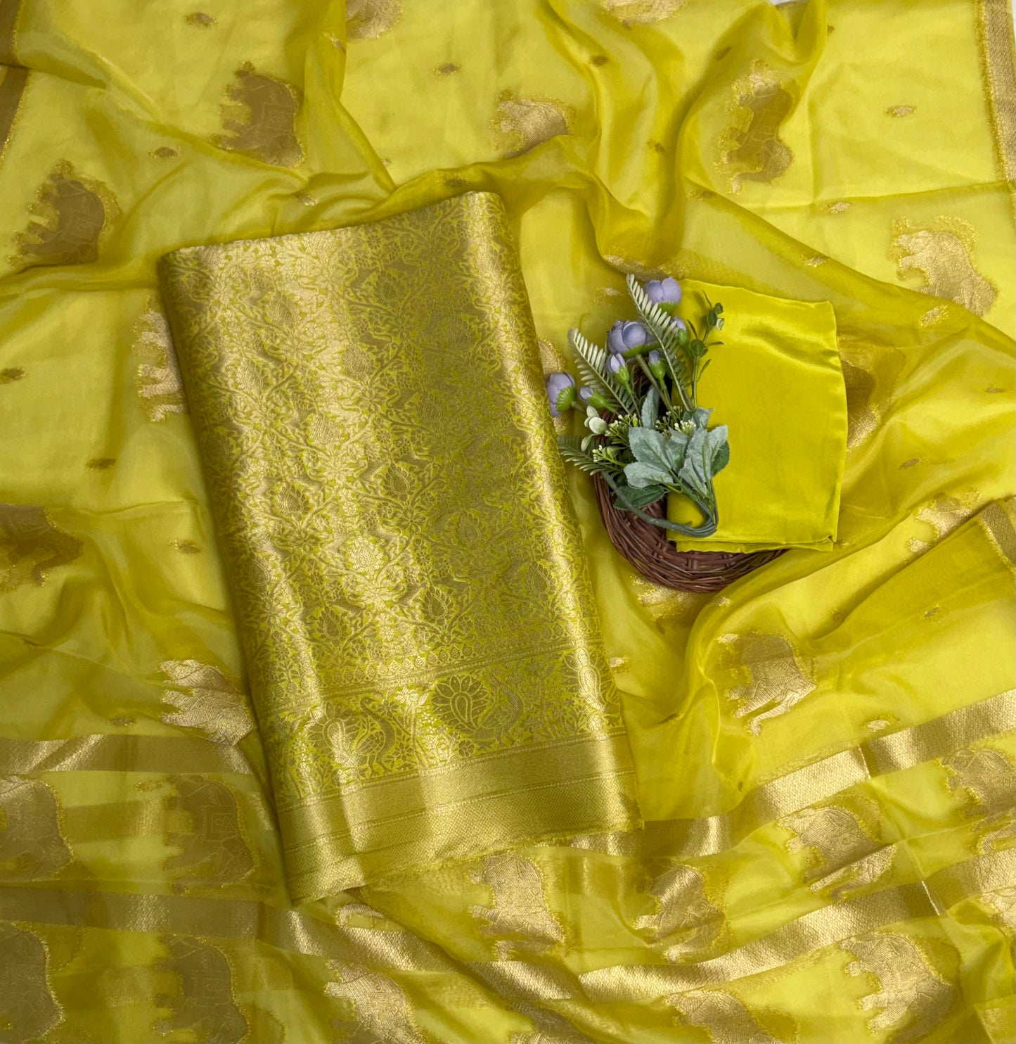 Brocade Light Neon Green Suit Fabric / Banarasi Baithak