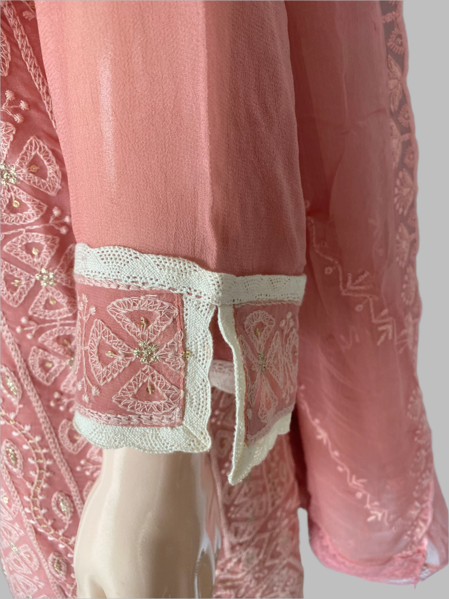Lakhnavi Georgette Peach Stitched Suit / Lakhnavi Charm