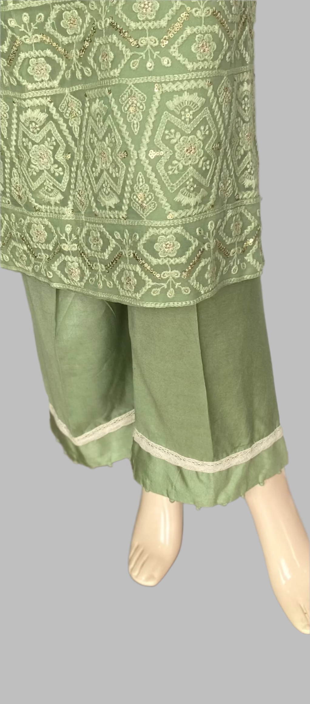 Lakhnavi Georgette Green Stitched Suit / Lakhnavi Charm