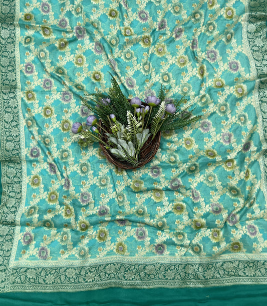 421B Banarasi Khaddi Georgette Sea Green Suit Fabric / CKC Banarasi Edit