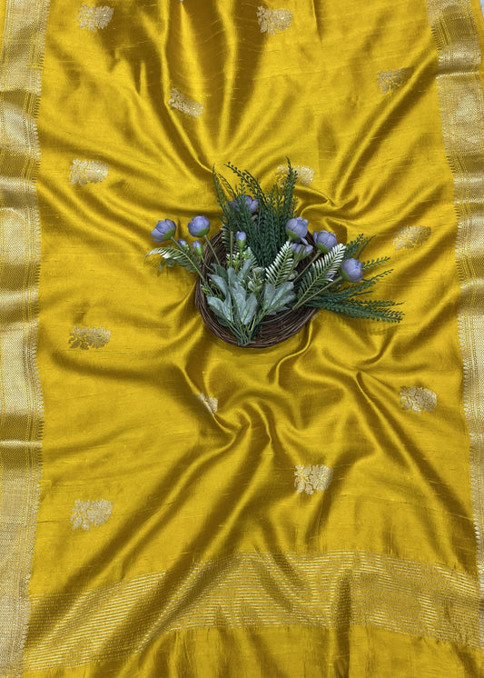 443B Pure Khaddi Silk Mustard Yellow Suit Fabric / CKC Banarasi Edit
