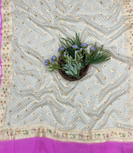 437B Pure Khaddi Silk Off White Suit Fabric / CKC Banarasi Edit