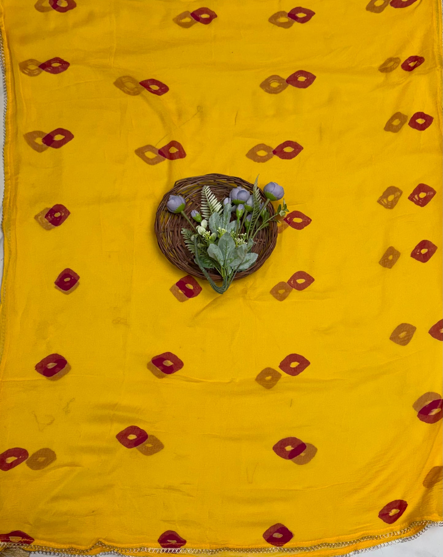 Jaipuri Crepe Yellow Suit Fabric / Jaipuri Suits