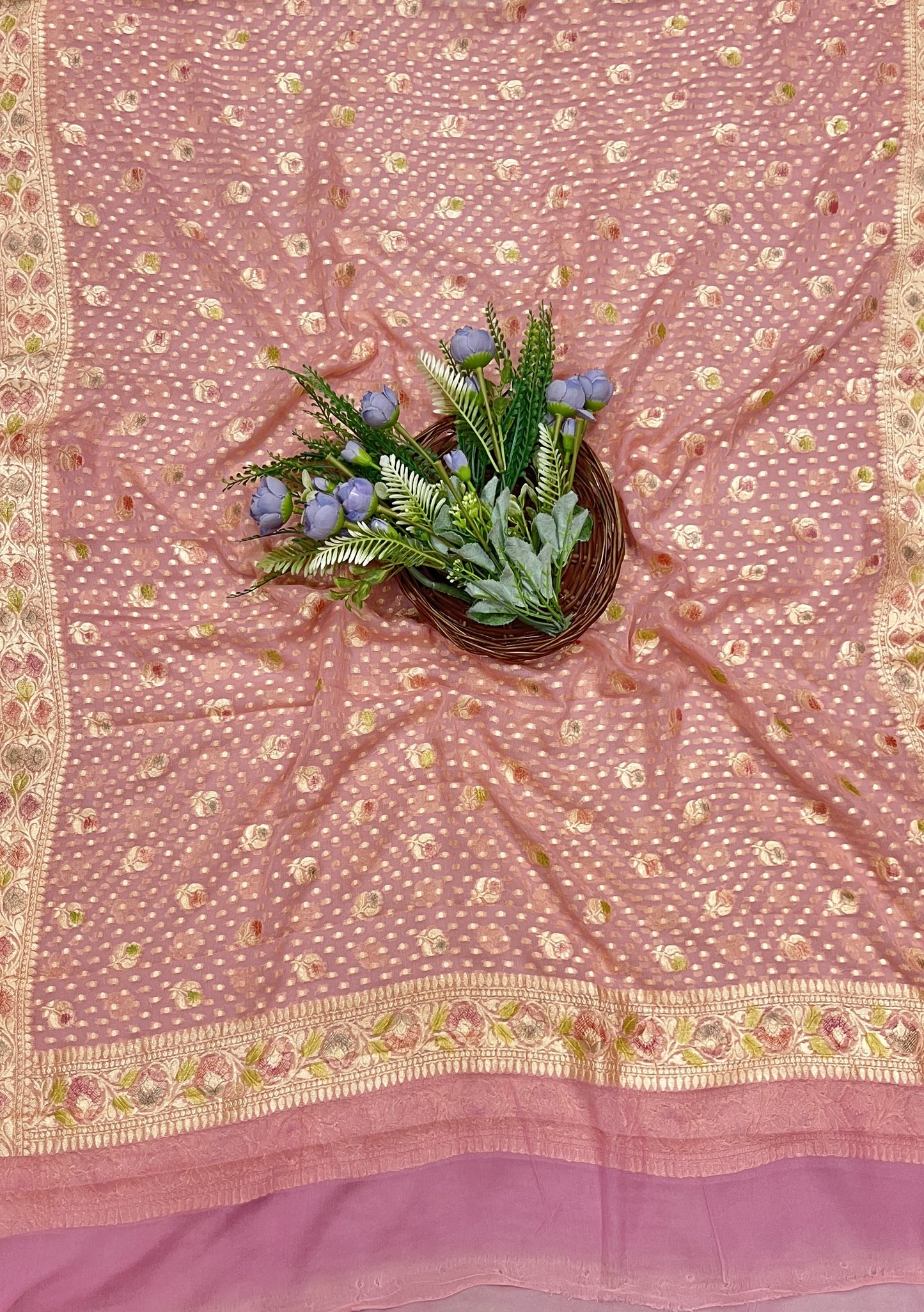 441B Pure Khaddi silk Onion Pink Suit Fabric / CKC Banarasi Edit