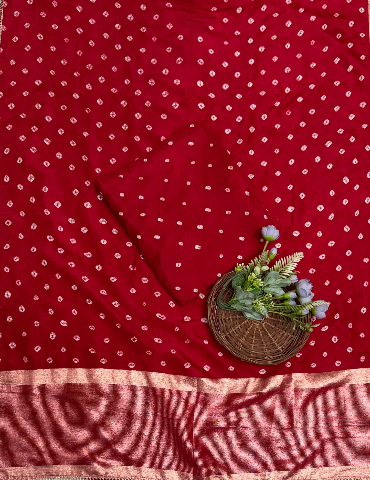 Jaipuri Crepe Red Suit Fabric / Jaipuri Suits