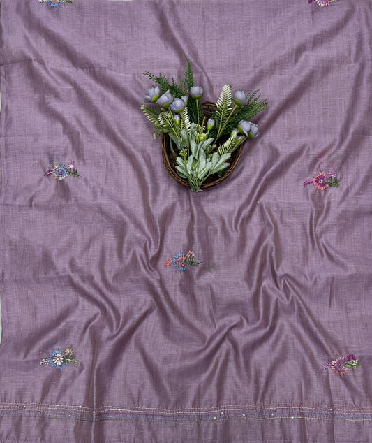425B Mul Chanderi Lavender Suit Fabric/ CKC Mul Cotton
