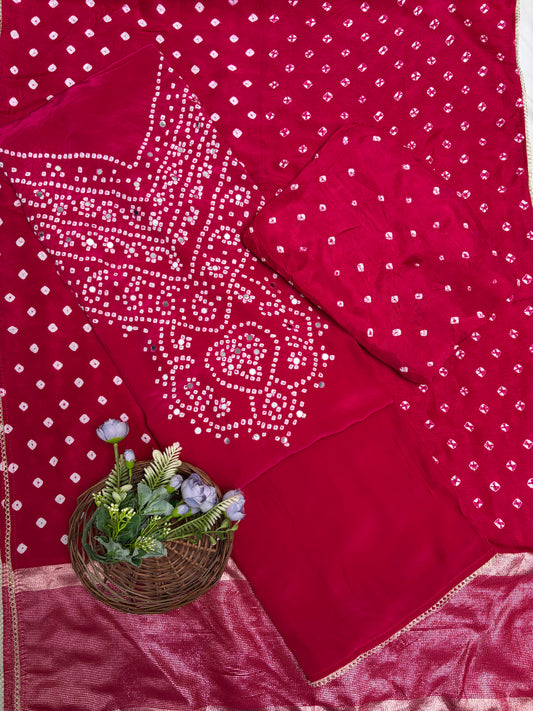 Jaipuri Crepe Maroon Suit Fabric / Jaipuri Suits