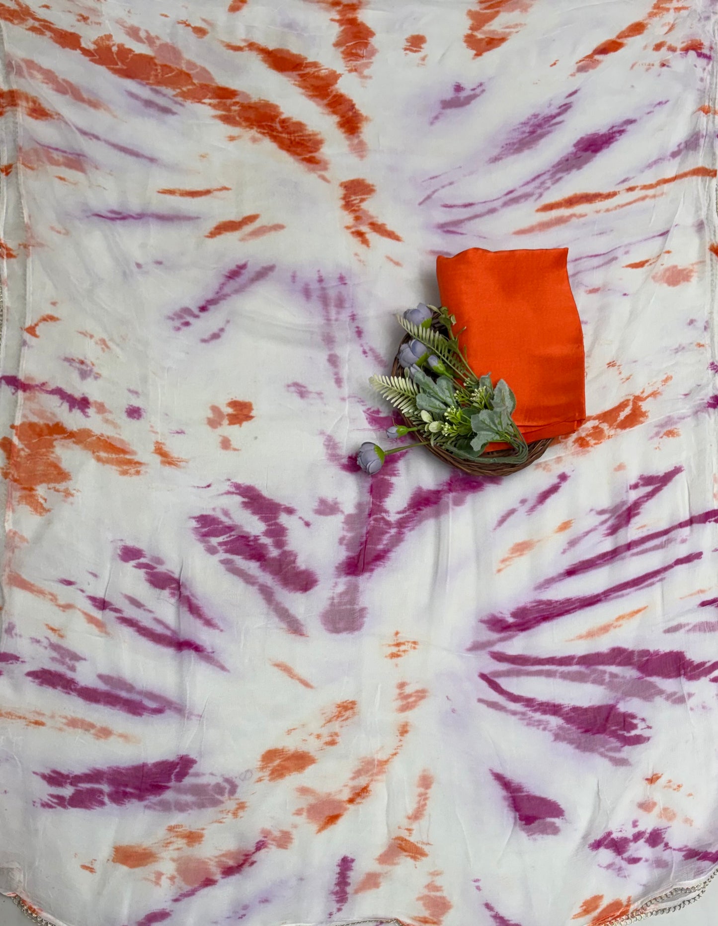Jaipuri Cotton Purple With Orange Suit Fabric / Jaipuri Suits