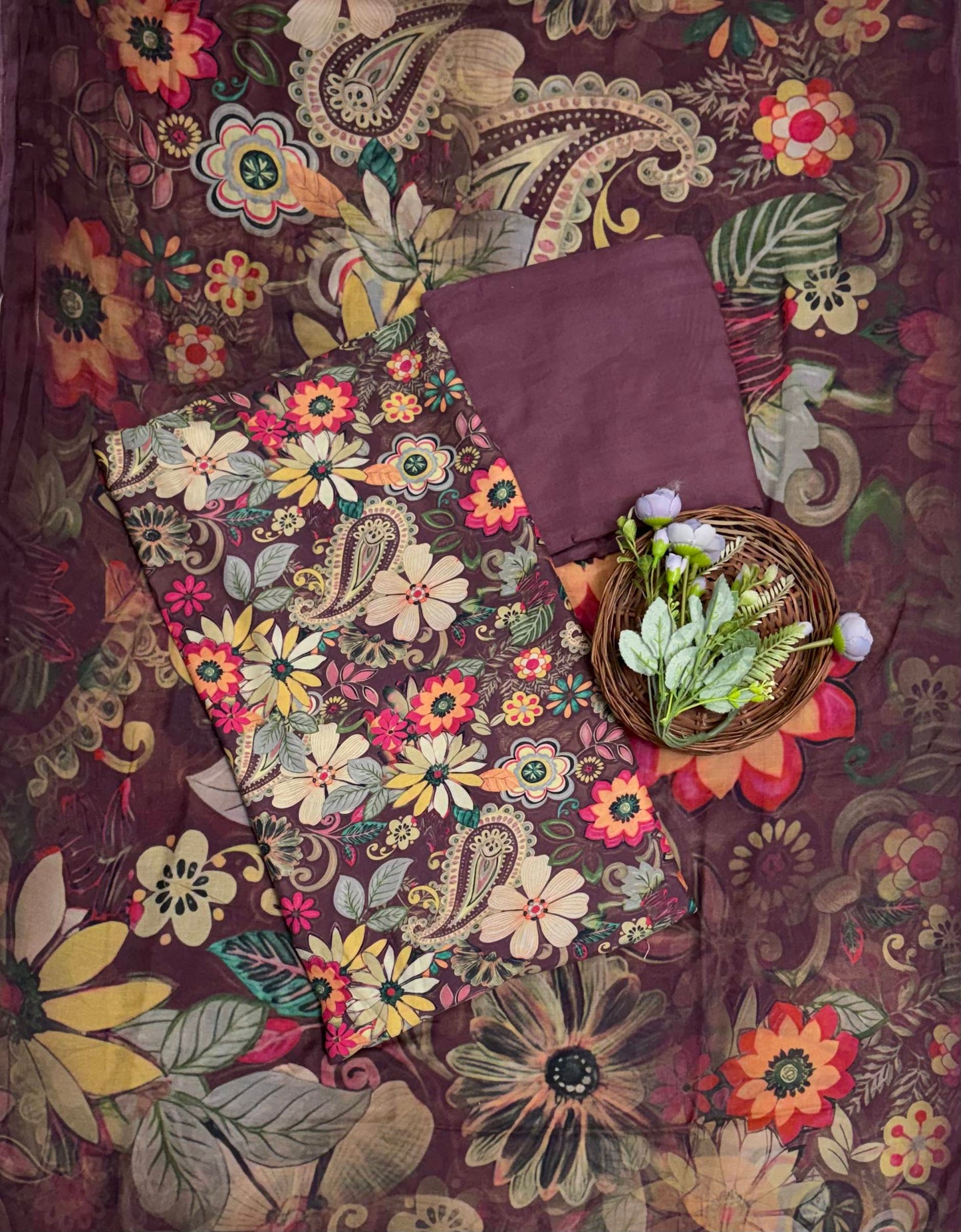 Muslin Wine Suit Fabric / Muslin Suits