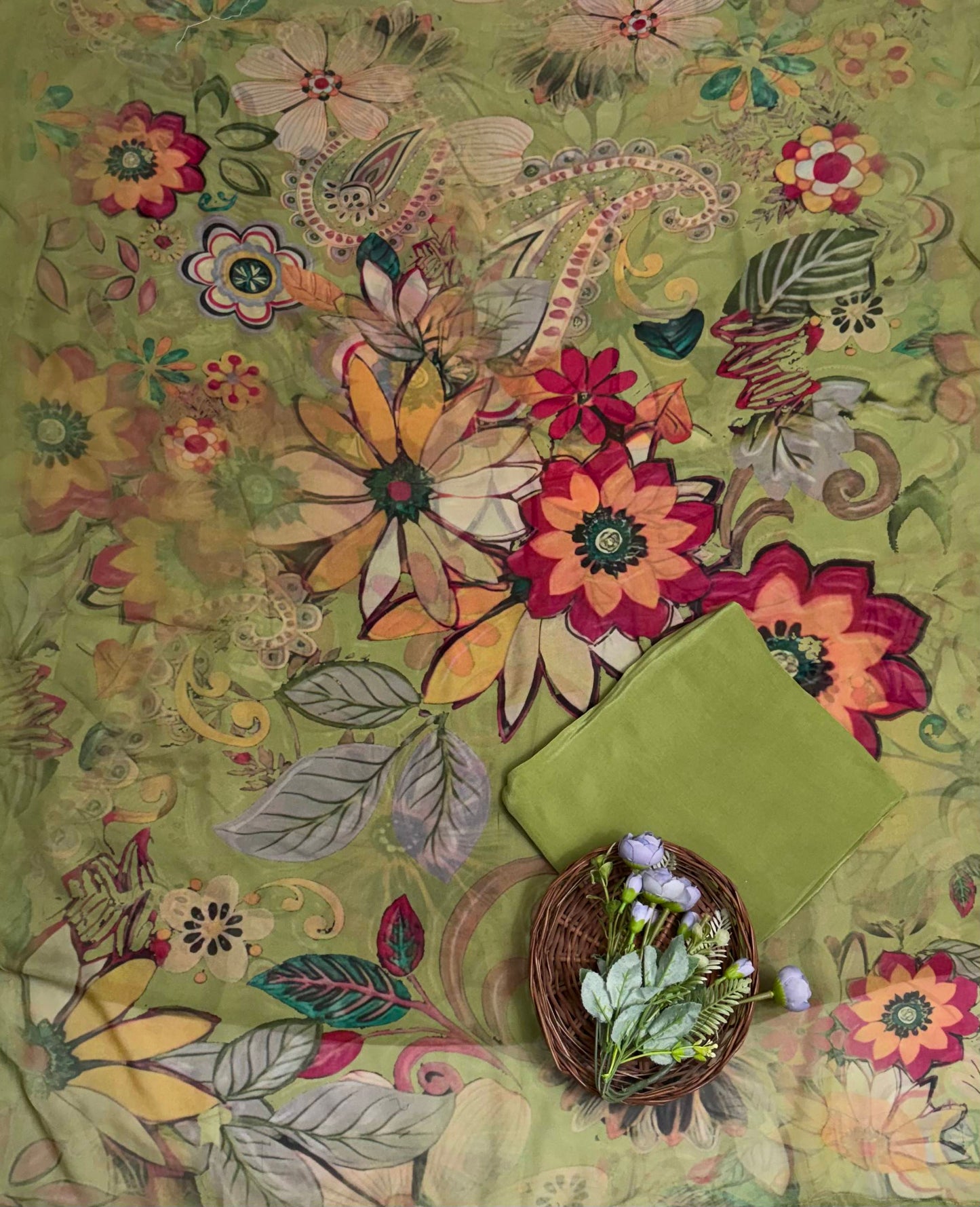 Georgette Green Suit Fabric / Georgette Suits