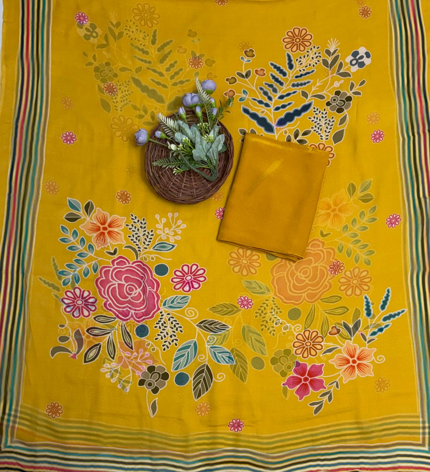 Georgette Yellow Suit Fabric / Georgette Suits