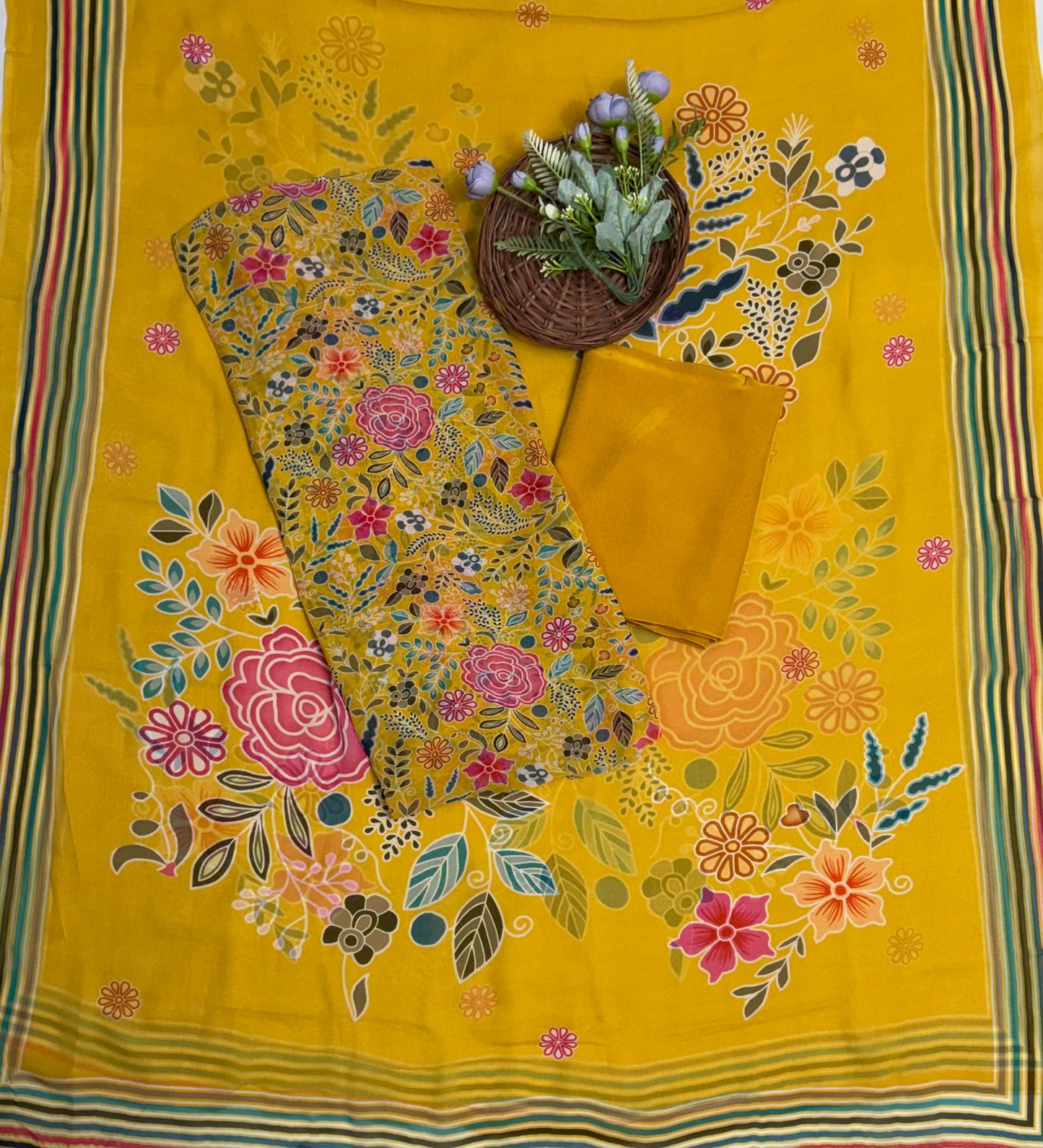 Georgette Yellow Suit Fabric / Georgette Suits