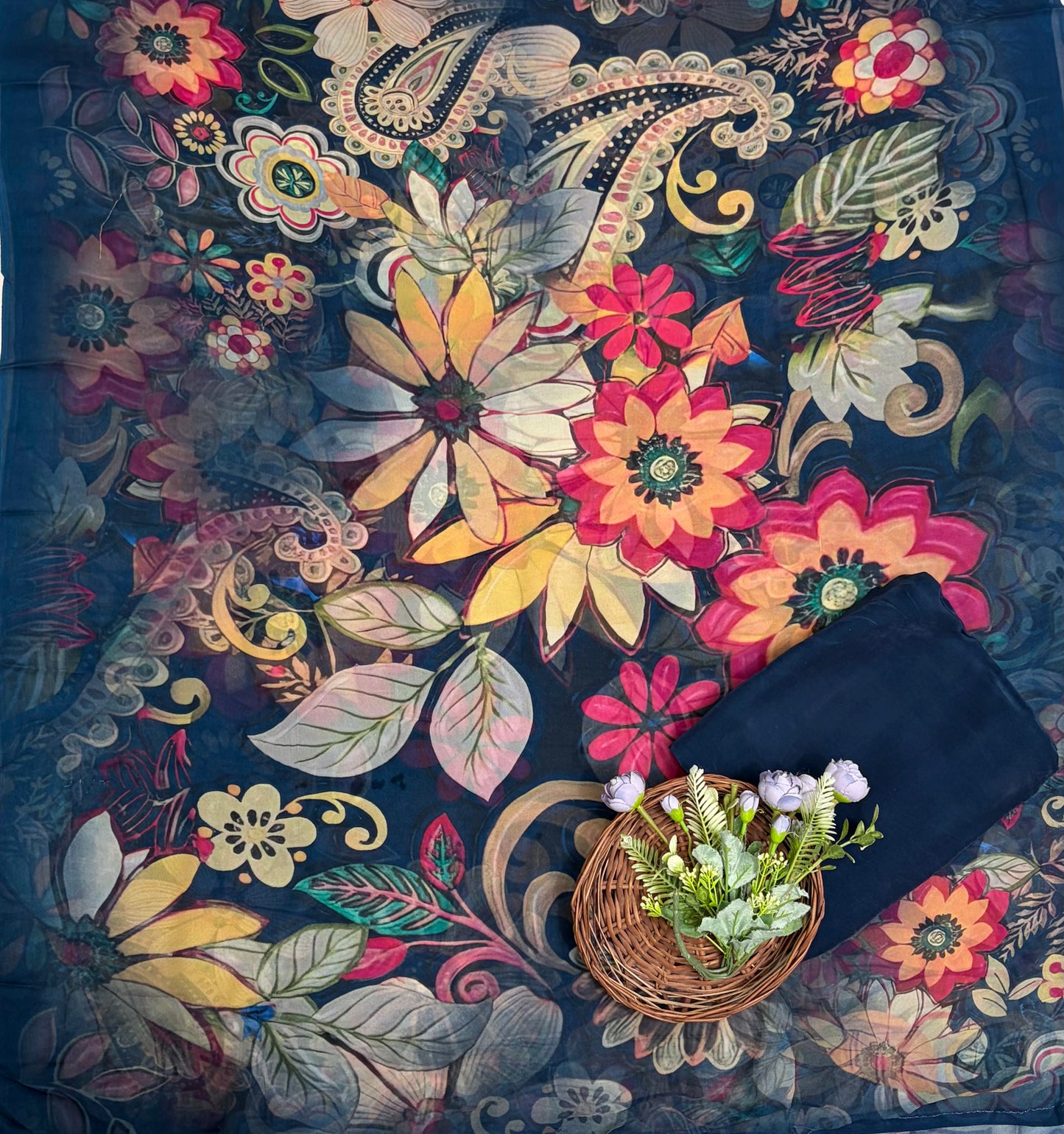 Georgette Dark Navy Blue Suit Fabric / Georgette Suits