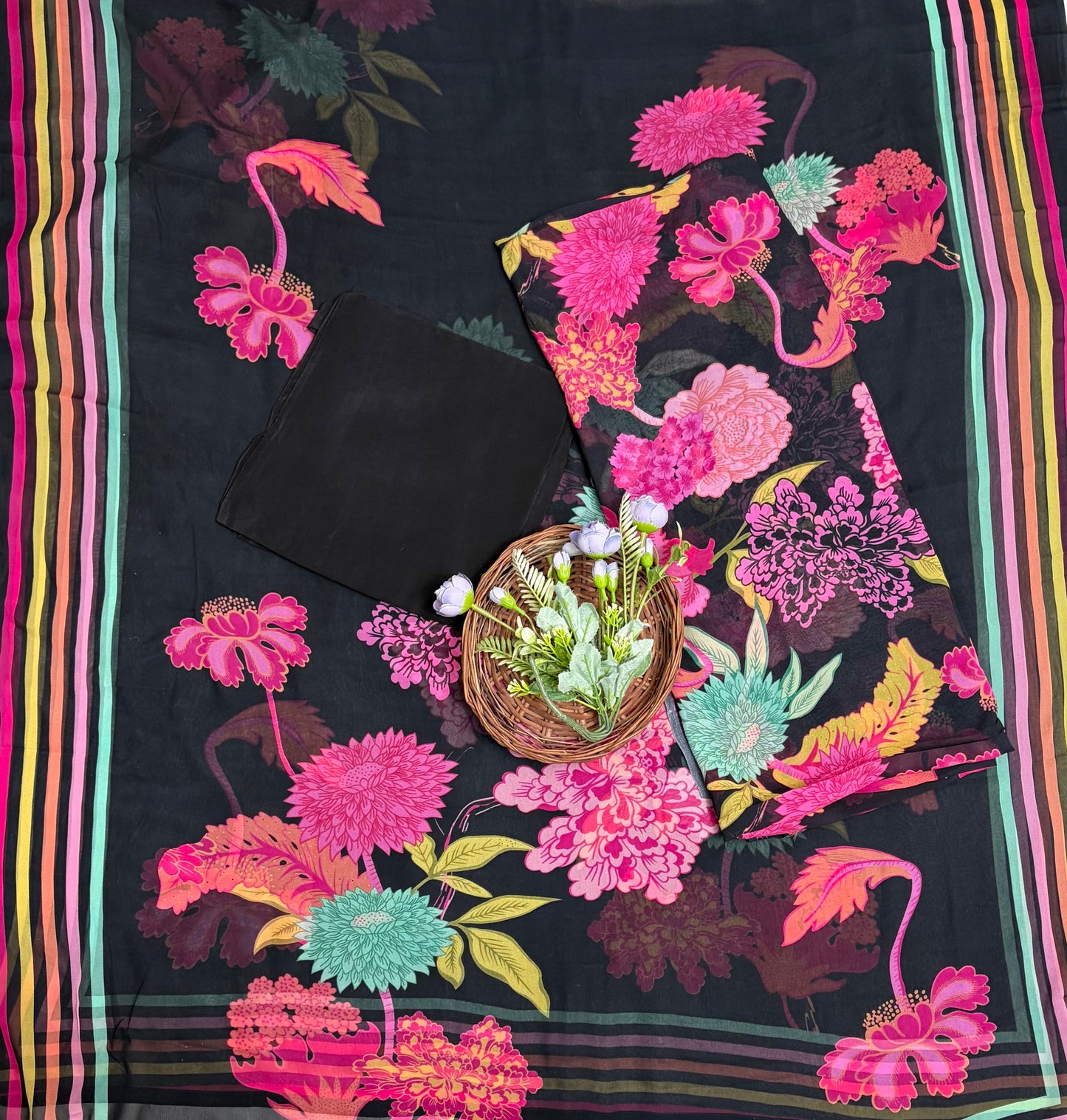 Georgette Black Suit Fabric / Georgette Suits