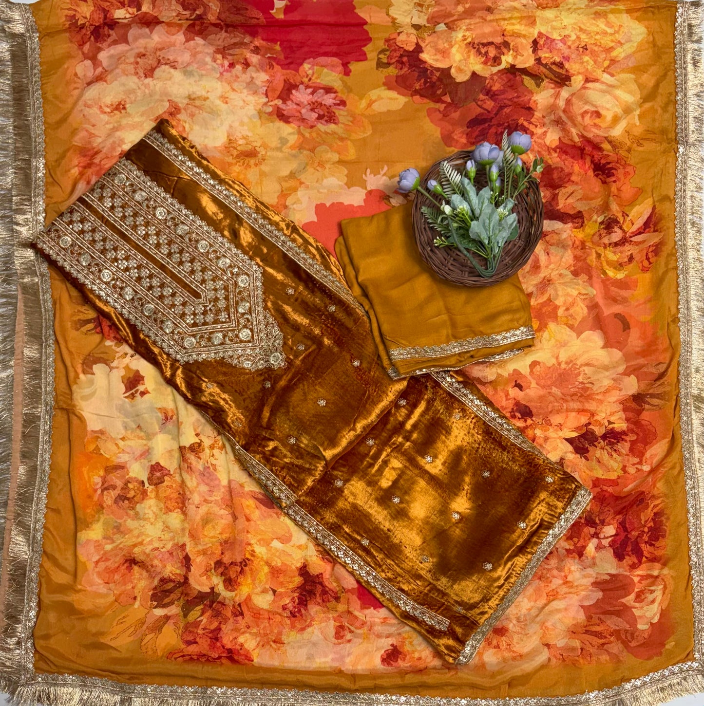 Velvet Mustard Suit Fabric/ Velvet Suits