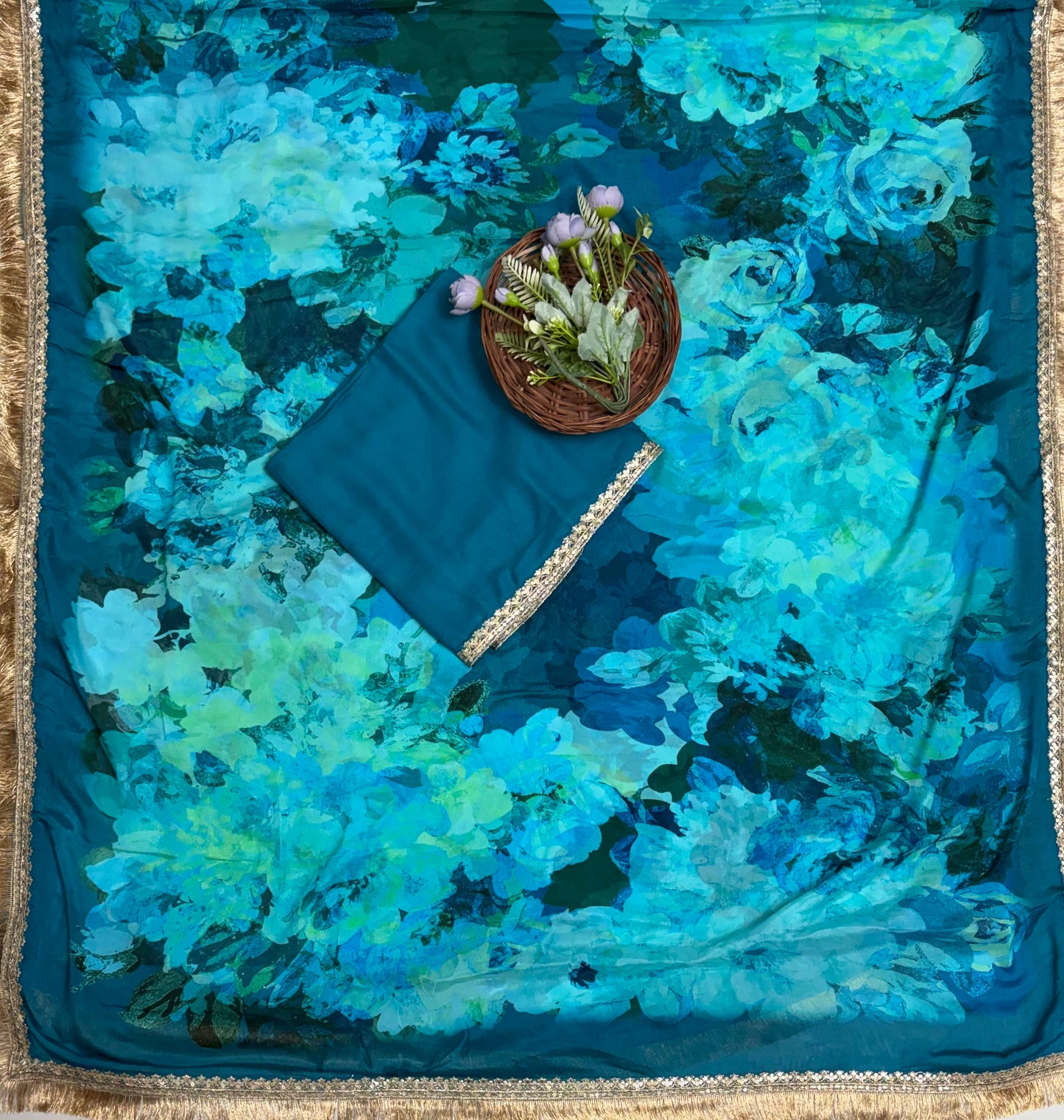 Velvet Peacock Blue Suit Fabric/ Velvet Suits