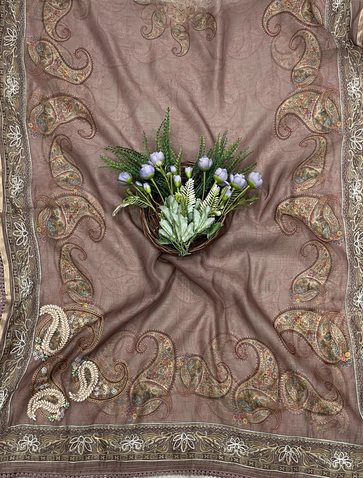 454B Mul Cotton Taupe Brown Suit Fabric / CKC Mul Cotton